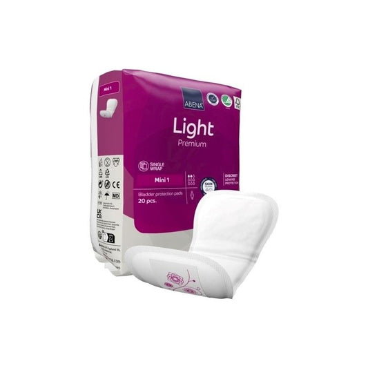 Abena - Protection urinaire anatomique Light Mini 1 - Premium - Sachet de 20 pièces