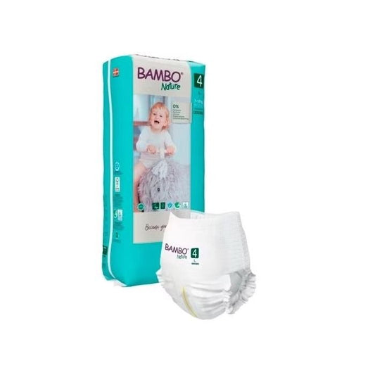 Bambo Nature Pants - Couches Culottes absorbantes pour bébé Taille 4 paquet haut (7-12 kg) - Sachet de 40 pièces