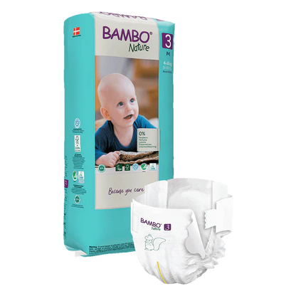 Bambo Nature - Couche bébé Taille 3 Midi paquet haut (4-8kg) - Sachet de 52 pièces