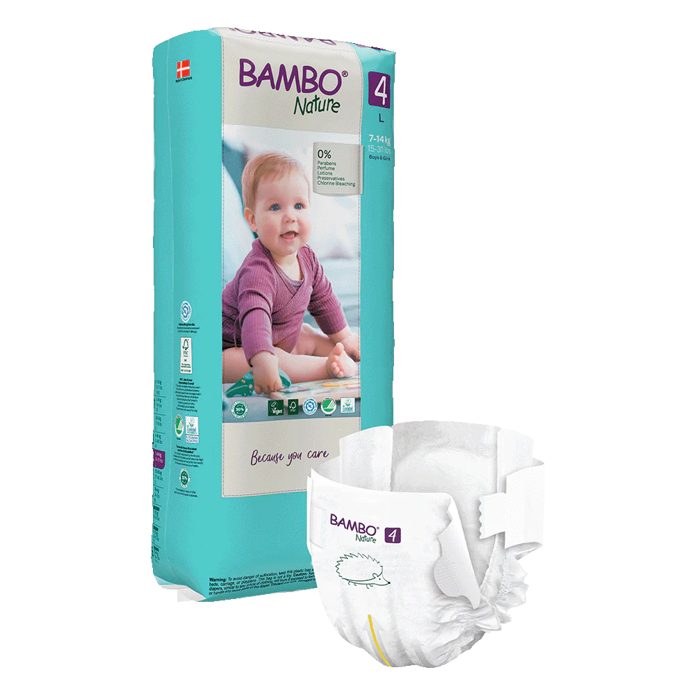 Bambo Nature - Couche bébé Taille 4 Maxi paquet haut (7-14kg) - Sachet de 48 pièces