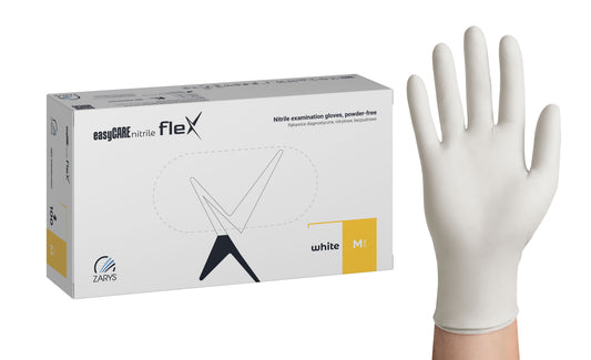 Zarys Gants d'examen easyCARE nitrile flex - Nitrile, non poudrés, non stériles taille : M - A100 blanc - Carton de 10 boîtes de 100