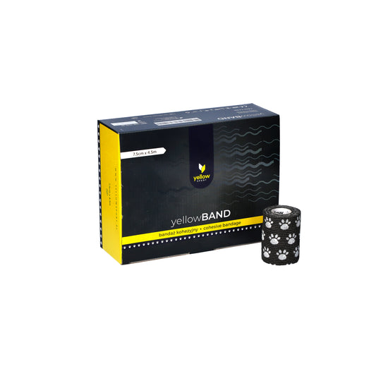 Zarys yellowBAND - Bandage cohésif, non stérile 7,5cm x 4,5m pattes noires - Boîte de 12 unités