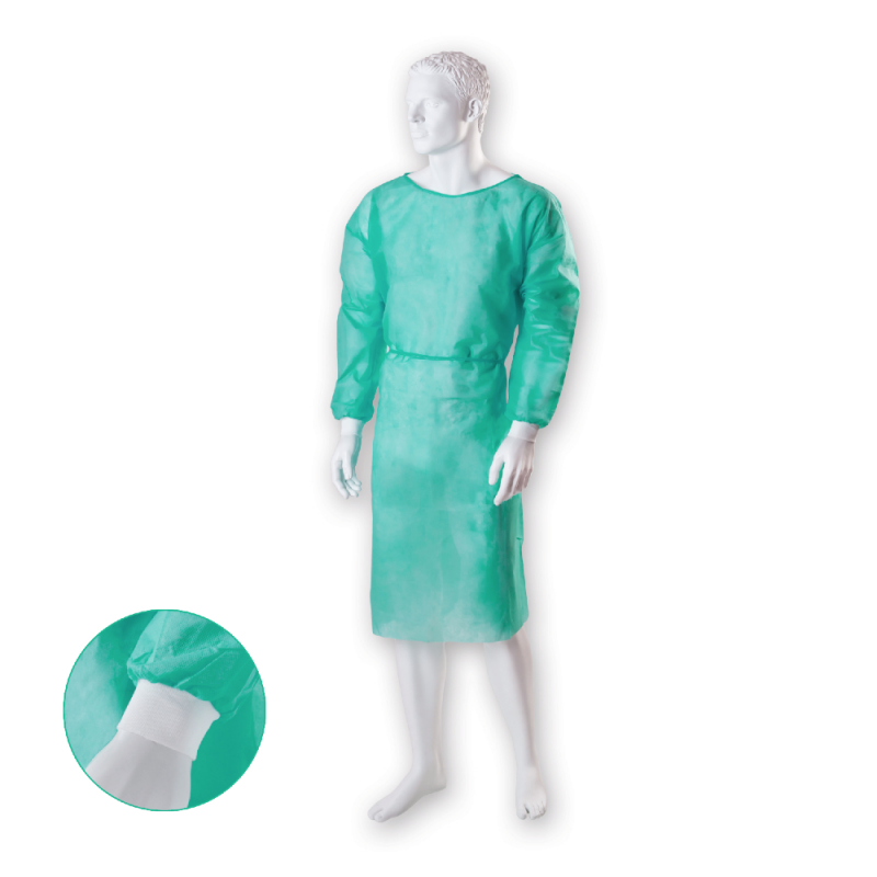 Blouse médicale avec poignets tricotes en bleu - 10 pièces