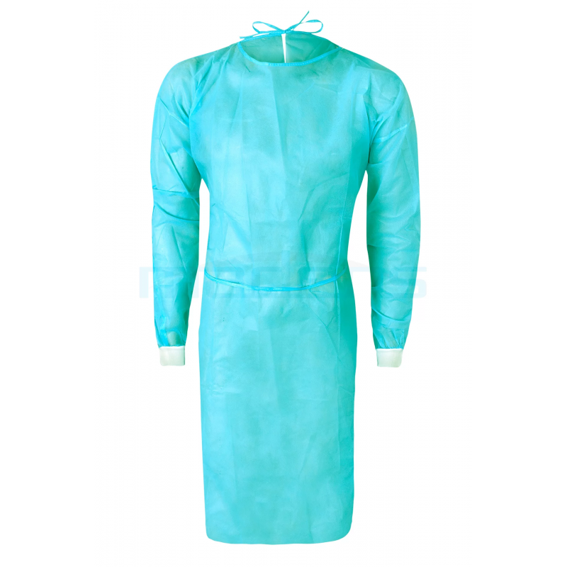 Blouse médicale avec poignets tricotes en bleu - 10 pièces