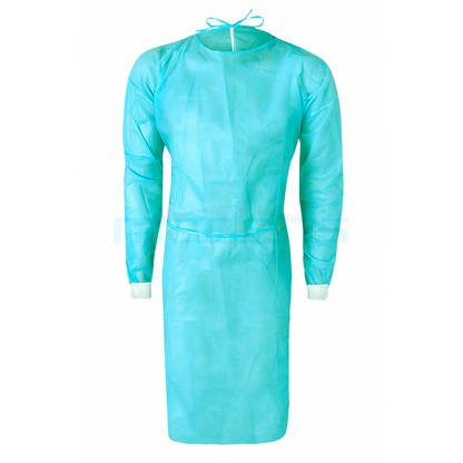 Blouse médicale avec poignets tricotes en bleu - 10 pièces