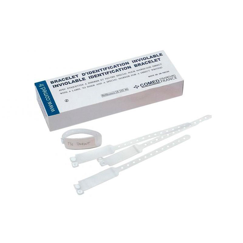 Comed - Bracelets d'identification pour patient - Boite de 100 pièces