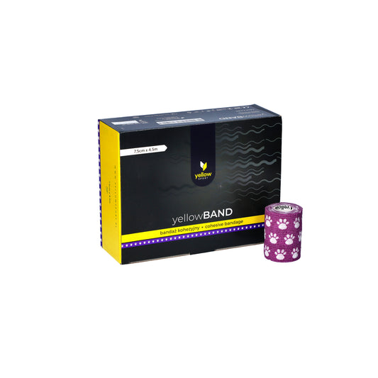 Zarys yellowBAND - Bandage cohésif, non stérile 7,5cm x 4,5m pattes violettes - Boîte de 12 unités