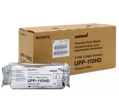 Papier thermique Brillant UPP 110HD brillant - 110 mm X 20 m - Boite de 10 rouleaux