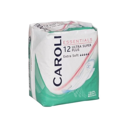 Caroli - Serviettes hygiéniques avec ailettes Ultra Super - Carton de 12 sachets de 12 pièces