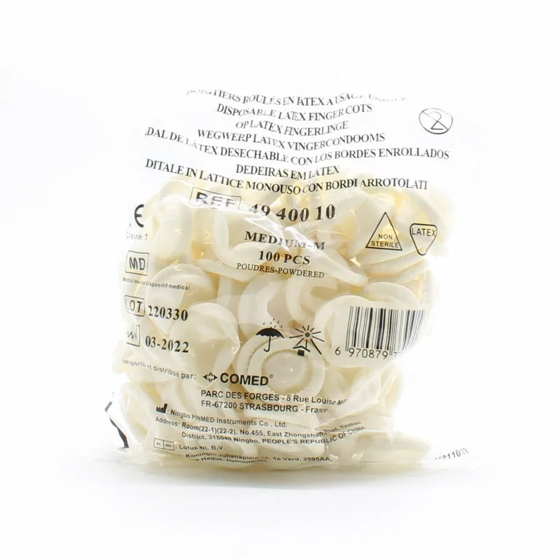 Comed - Doigtier 1 Doit Roulé en Latex Non Stérile - Taille M - Sachet de 100 pièces