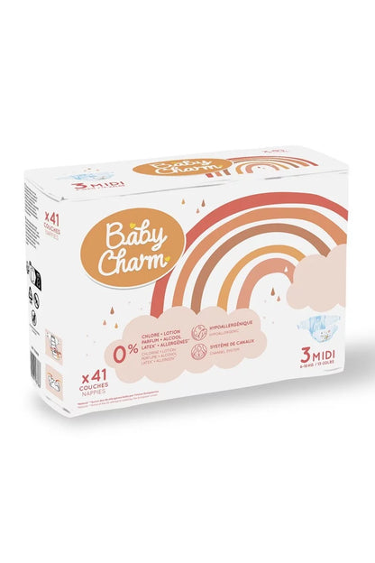 BabyCharm - Couche Bébé Taille 3 Midi (6-10kg) - Sachet de 41 pièces