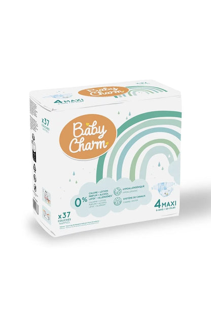 BabyCharm - Couche Bébé Taille 4 Maxi (9-14k) - Sachet de 37 pièces