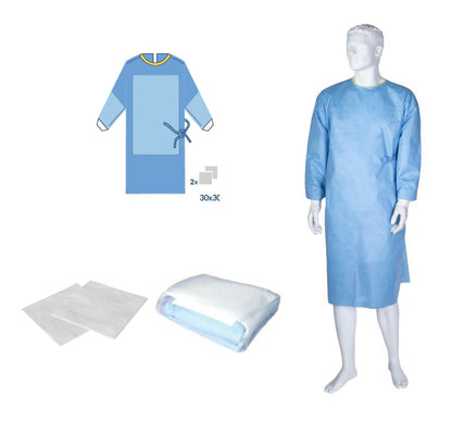 Casaque chirurgicale jetable standard plus 40 g/m2 + 2 serviettes absorbantes - Stérile