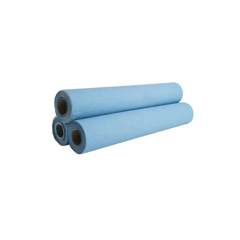 Emilabo - Draps d'examen bleu plastifiés gaufré 50 x 38cm - Lot de 6 Rouleaux