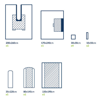 Set de Chirurgie de la hanche stérile avec champs U-split adhésif, champ renforcé, serviettes absorbantes, ruban OP, couvre membres, housse mayo et housse de table - 1set