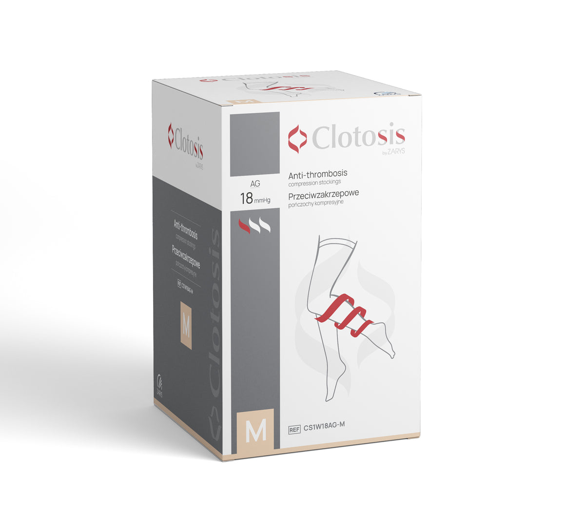 Zarys Bas de compression anti-thrombose Clotosis 18 AG r.M - 1pair - Boîte de 10 sachets de 2