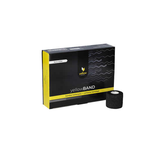 Zarys yellowBAND - Bandage cohésif, non stérile 5cm x 4,5m noir - Boîte de 12 unités