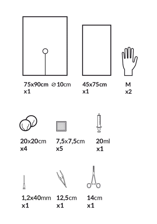 Zarys deltaset - Kit de cathétérisme vésical O-2, complété, stérile - Carton de 20 unités