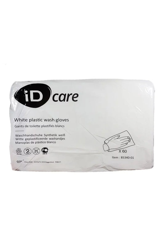 Ontex - Gants de toilette plastifié imperméable 50g/m² Serenity Care - Carton de 20 sachets de 60 pièces
