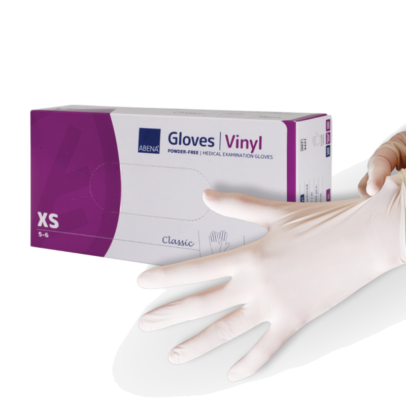 Abena - Gants d'examen vinyle non poudrés 240 mm transparents - Boite de 100 pièces