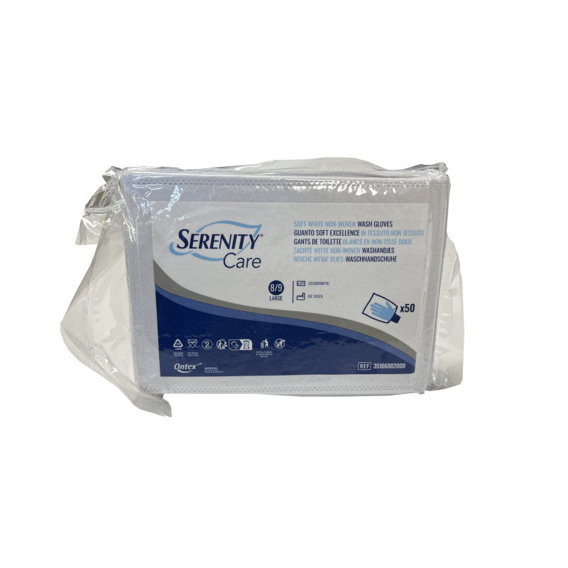 Ontex - Gants de toilette  molletonné 75g/m² Serenity Care - Boite de 50 pièces