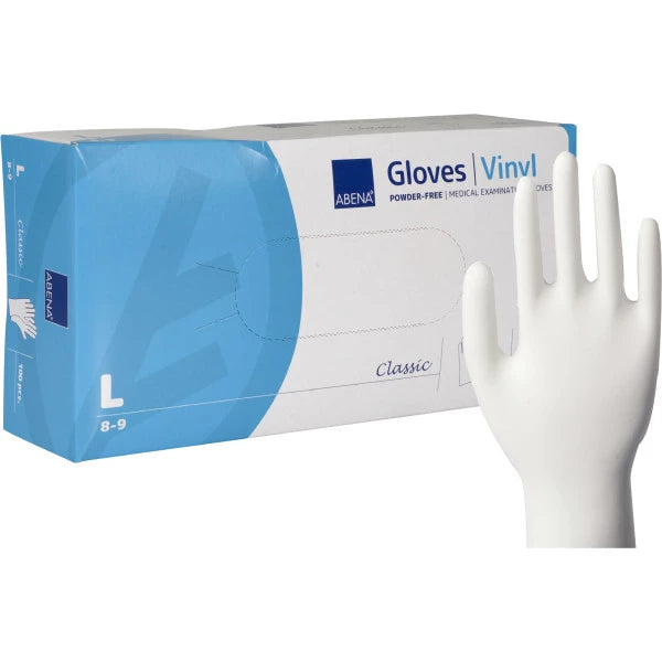Abena - Gants d'examen vinyle non poudrés 240 mm transparents - Boite de 100 pièces