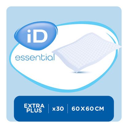 Ontex - Alèse absorbante iD Essential Underpads Extra Plus 60x60 - Sachet de 30 pièces
