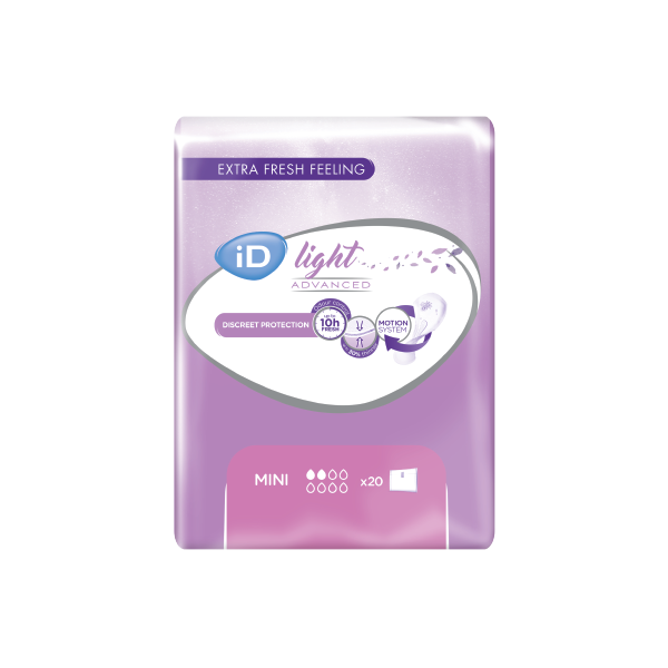 Ontex - Protection urinaire femme iD Light Advanced Mini - Carton de 12 Sachets de 20 Pièces