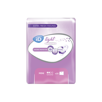 Ontex - Protection urinaire femme iD Light Advanced Mini - Carton de 12 Sachets de 20 Pièces