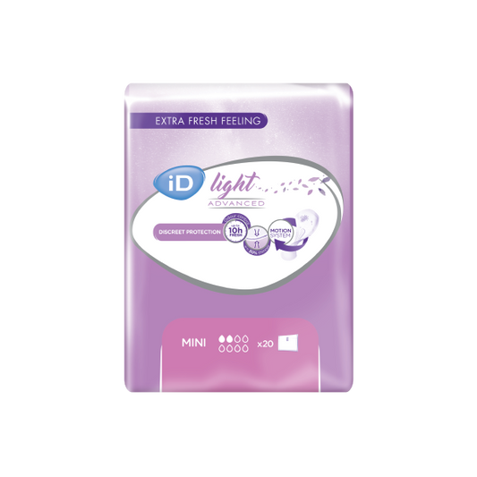 Ontex - Protection urinaire femme iD Light Advanced Mini - Carton de 12 Sachets de 20 Pièces