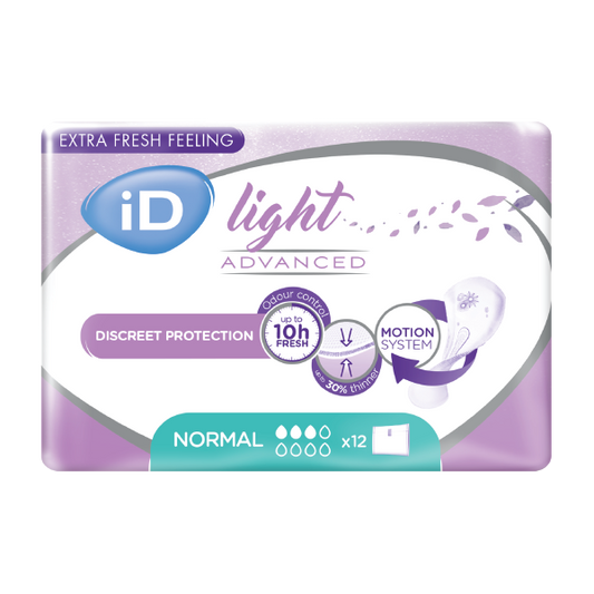 Ontex - Protection urinaire femme iD Light Advanced Normal - Carton de 12 sachets de 12 Pièces