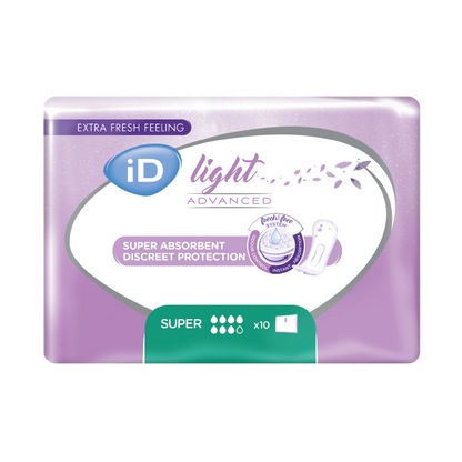 Ontex - Protection urinaire femme iD Light Advanced Super - Carton de 12 Sachets de 10 Pièces