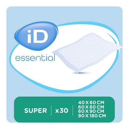 Ontex - Alèse absorbante iD Essential Underpads Super 40x60 - Sachet de 30 pièces