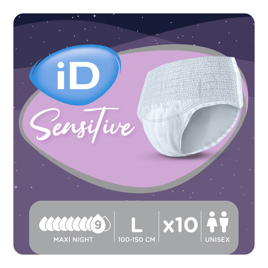 Ontex - Culotte absorbante iD Sensitive Pants Maxi Night L - Sachet de 10 pièces