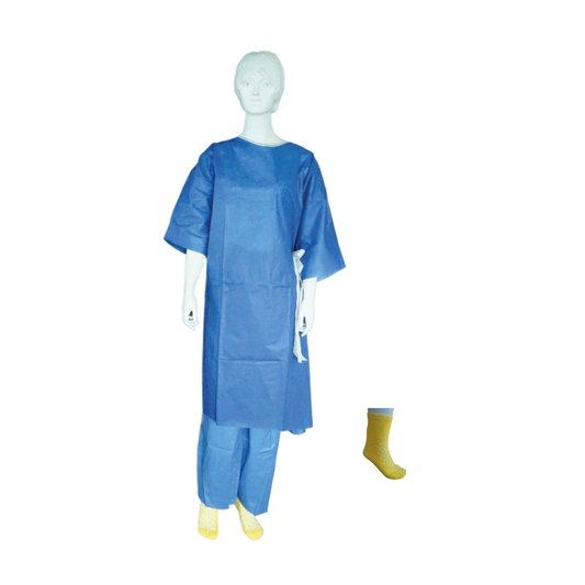 Abena - Kit ambulatoire adulte avec charlotte, chemises manchette courtes en SMS, sous-vêtements, chaussettes anti-dérapantes - Carton de 50