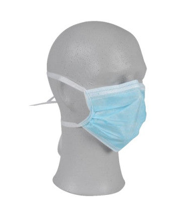 Abena - Masque chirurgical type IIR, 3 plis, avec attaches lanières - Boite de 50 pièces