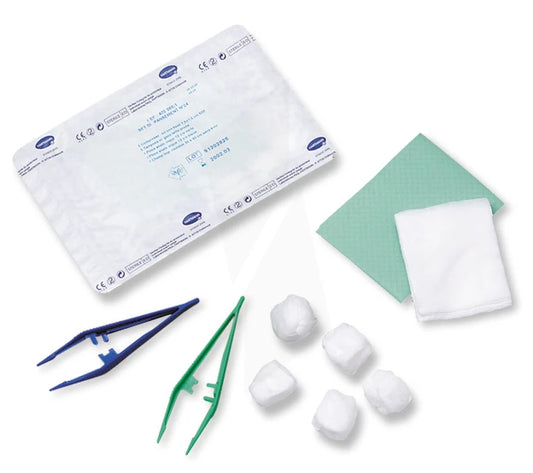 HARTMANN - Set depansement N°5727 avec pince anatomique, pince kocher, tampons, compresses, Champ stérile 38x45 cm - 1 set