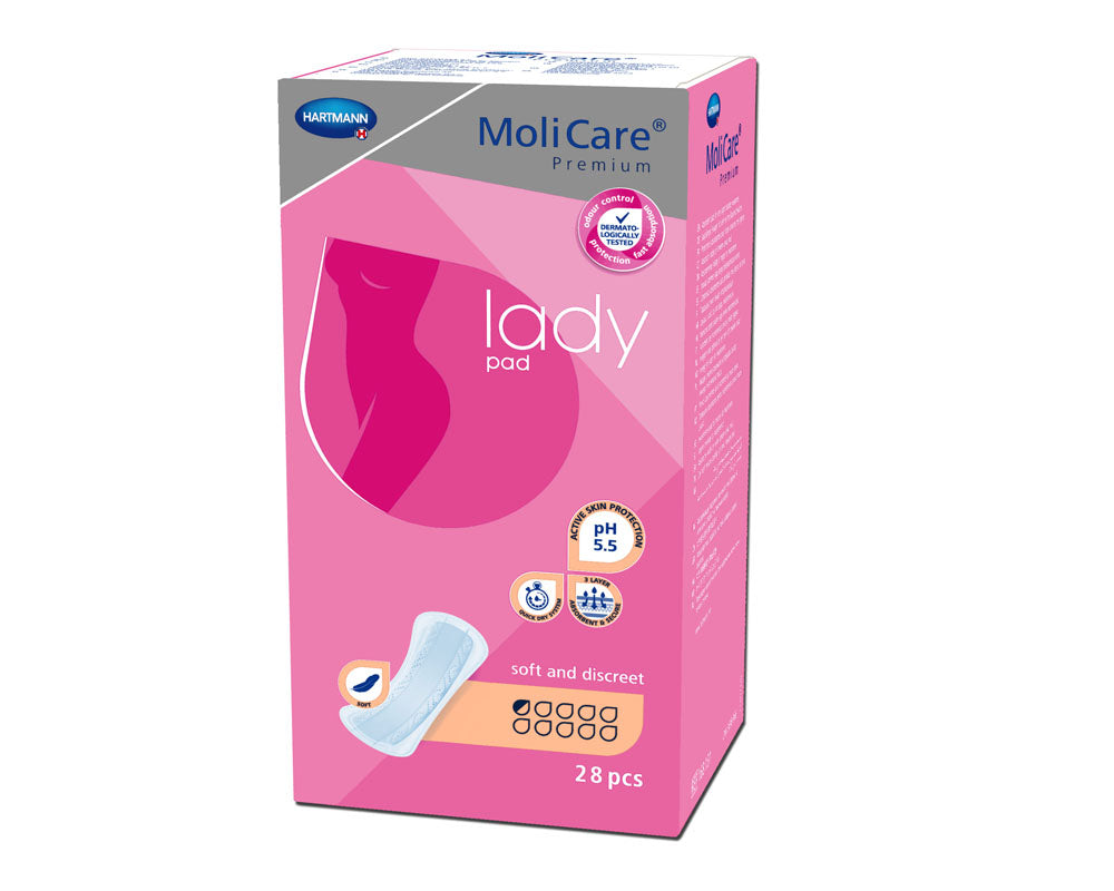 HARTMANN - MoliCare - Protection urinaire pour femme 0.5 goutte - Premium lady pad - Carton de 8 Boite de 28 pièces