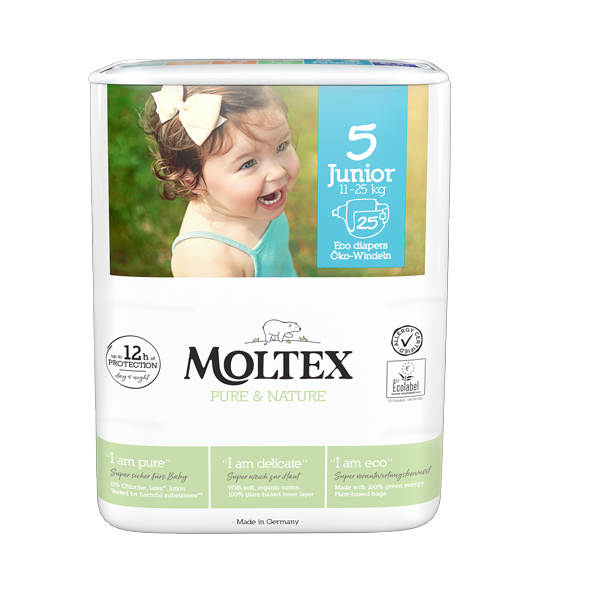 Moltex - Pure&Nature - Couche bébé - Junior - 11/25kg - Sachet de 25 pièces