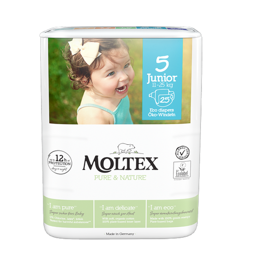 Moltex - Pure&Nature - Couche bébé - Junior - 11/25kg - Sachet de 25 pièces