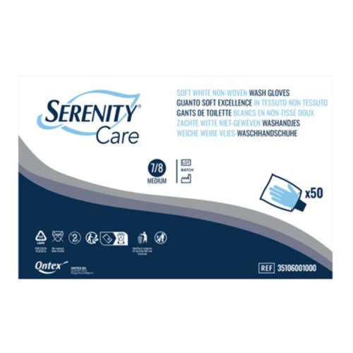 Ontex - Gants de toilette  molletonné 75g/m² Serenity Care - Boite de 50 pièces