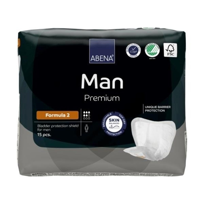 Abena - Protection urinaire anatomique homme - Man Formula - Niveau 2 - Sachet de 15 pièces