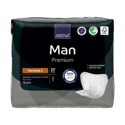 Abena - Protection urinaire anatomique homme - Man Formula - Niveau 2 - Sachet de 15 pièces