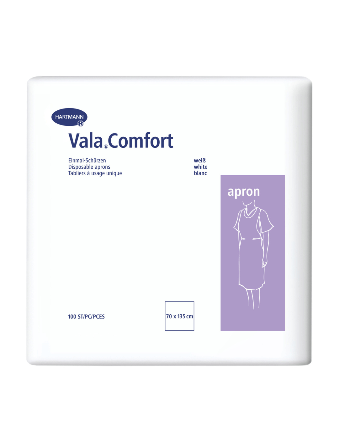 HARTMANN - Vala Comfort - Tablier de protection à usage unique 70x135cm - Carton de 10 sachets de 100 pièces
